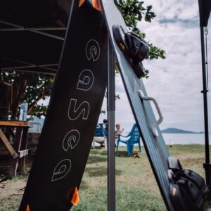 pictures shows the orange finns on the eaSea kite board