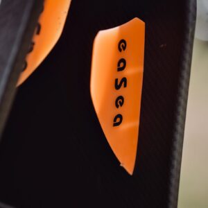 pictures shows the orange finns on the eaSea kite board